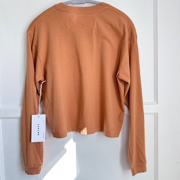 NWT MOTHER DENIM Women's Sz S Move It Twister Crop L/S Shirt Sandstone $105 - Picture 2 of 7